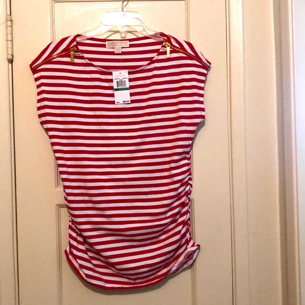 Michael Kors summer top with gold zipper accents